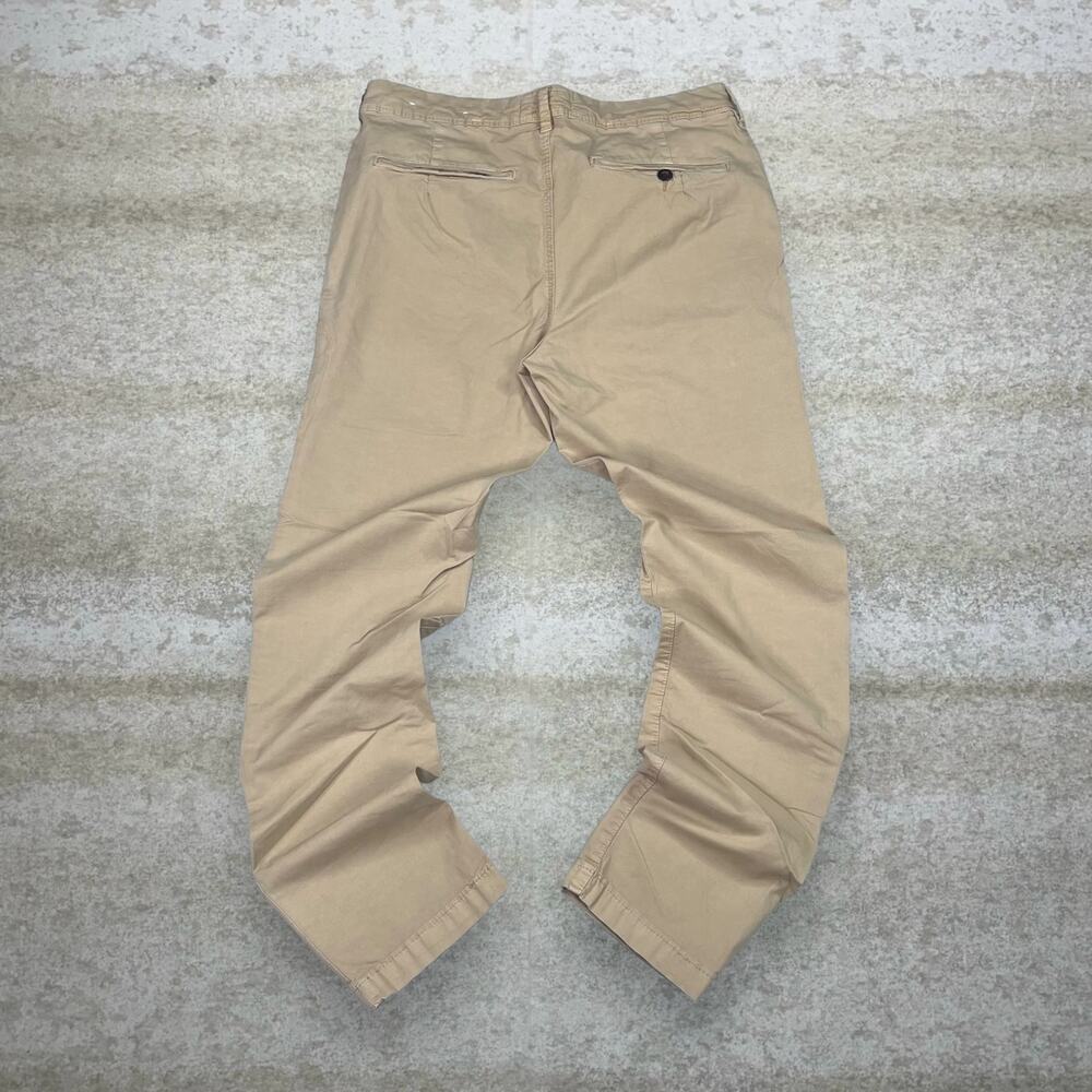 Vintage Y2K American Eagle Khakis Pants 31x32 Slim Fit Tan Flat Front